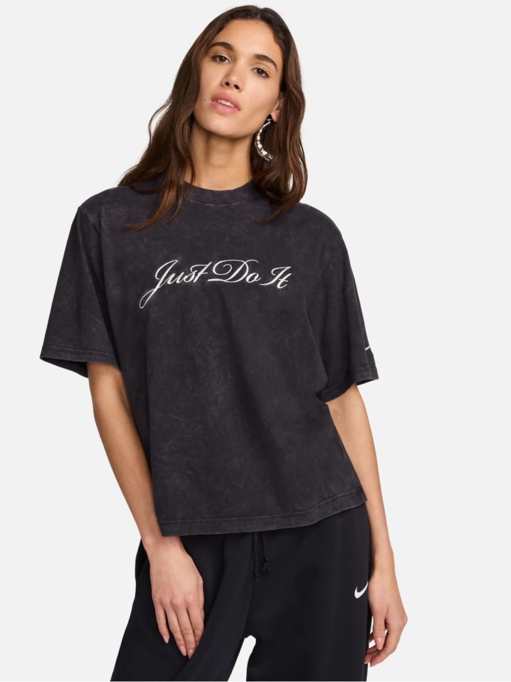 Nike Women’s Washed Black 'Just Do It' Short Sleeve Tee